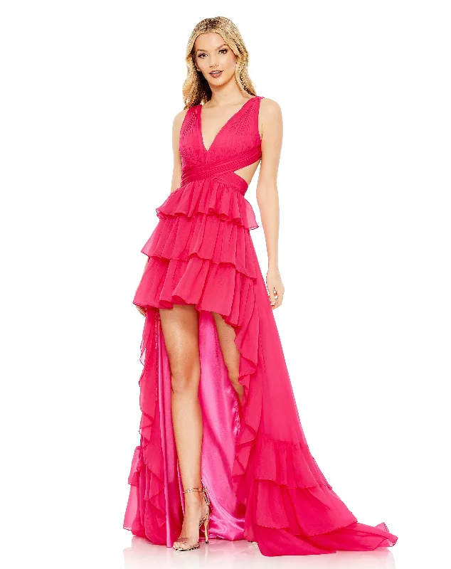 Chic Style Discounts Winter Warm - Up Sale Ruffle Tiered Cross Over High Low Gown