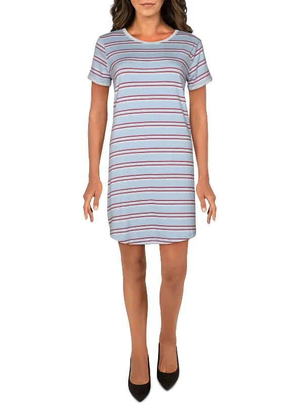 Latest Trends Elevated Style Womens Striped Short Sleeves T-Shirt Dress