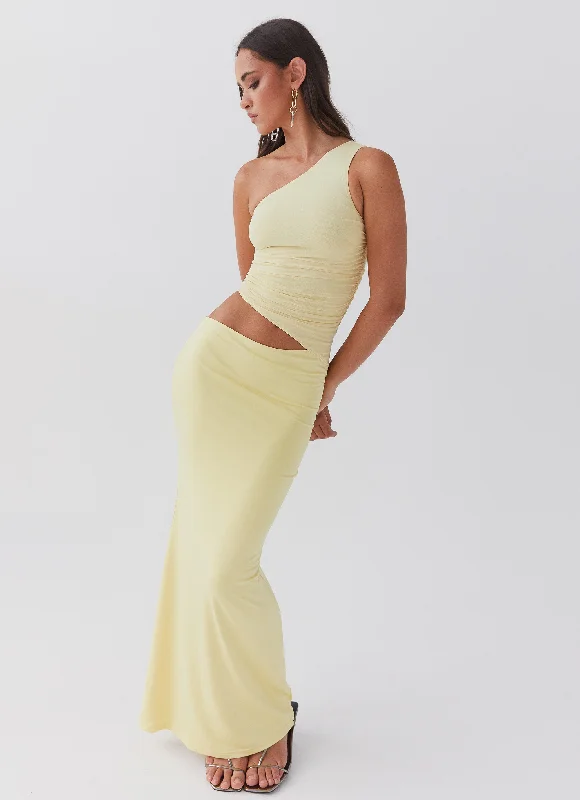 Romantic Fashion Discounts Mother's Day Special Seranella One Shoulder Maxi Dress - Lemon