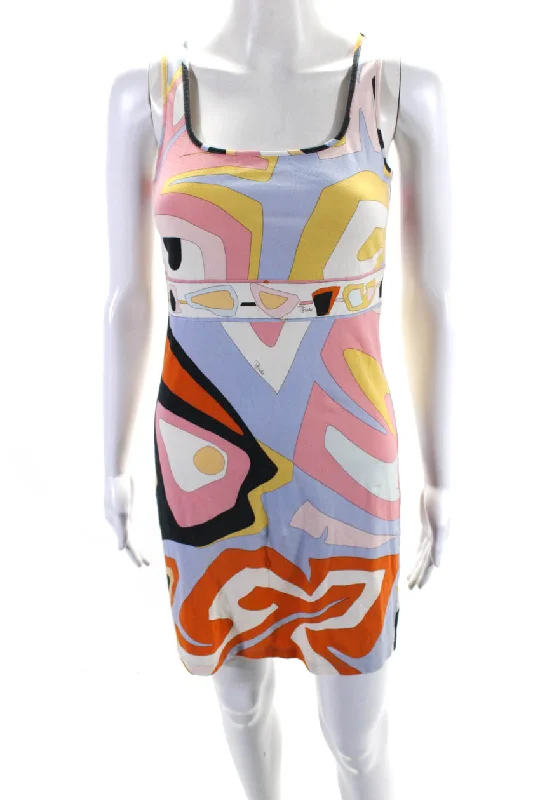 Save Big Mid - Week Surprise Emilio Pucci Womens Abstract Jersey Sleeveless Sheath Dress Multicolor