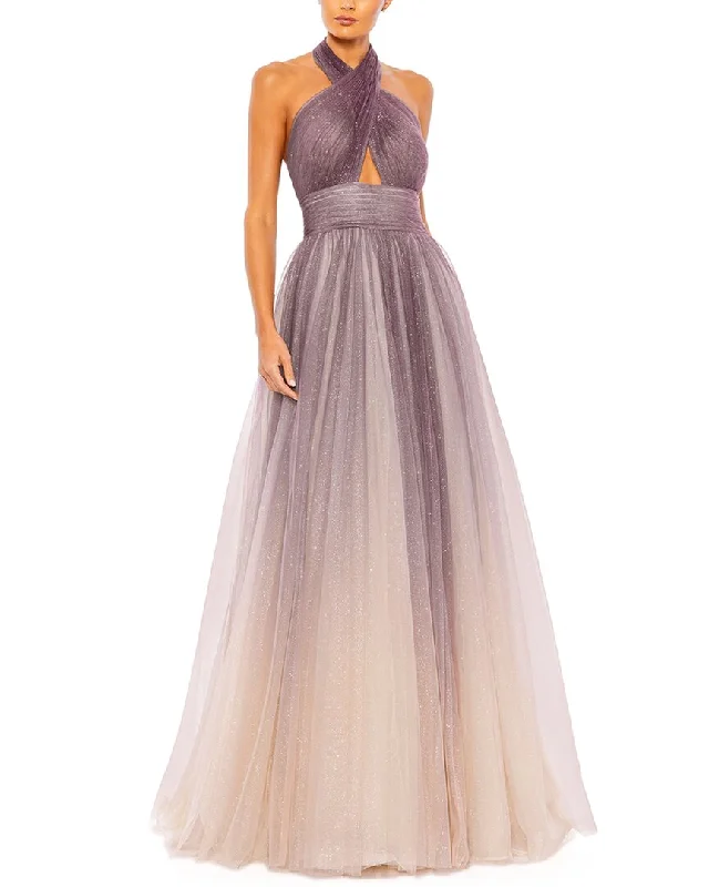 Chic & Modern Sales Flash Deals Mac Duggal Glitter Ombre Halter Ball Gown