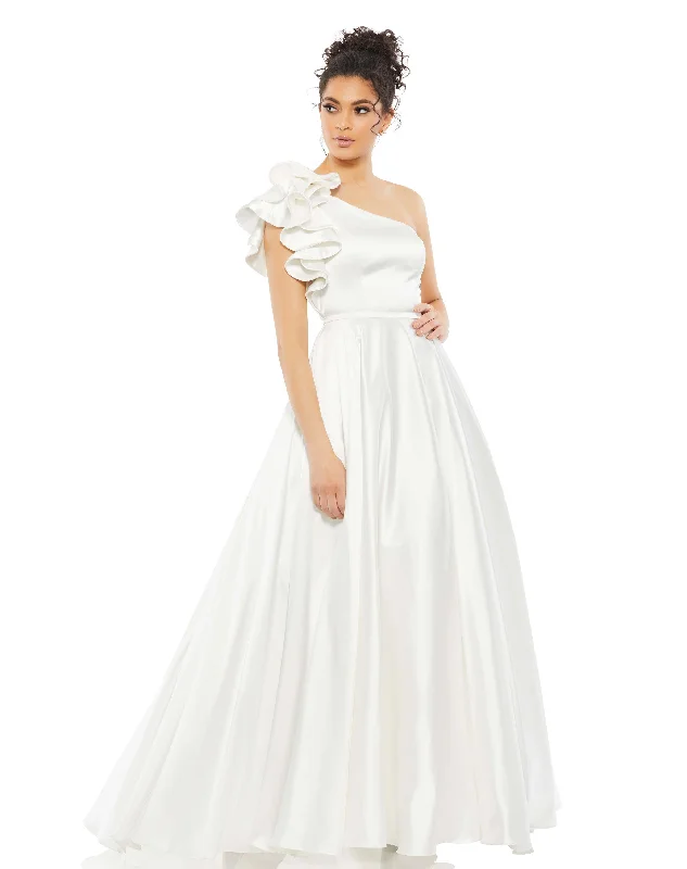 Hot Trends Today Only Satin Ruffle Sleeve Ball Gown