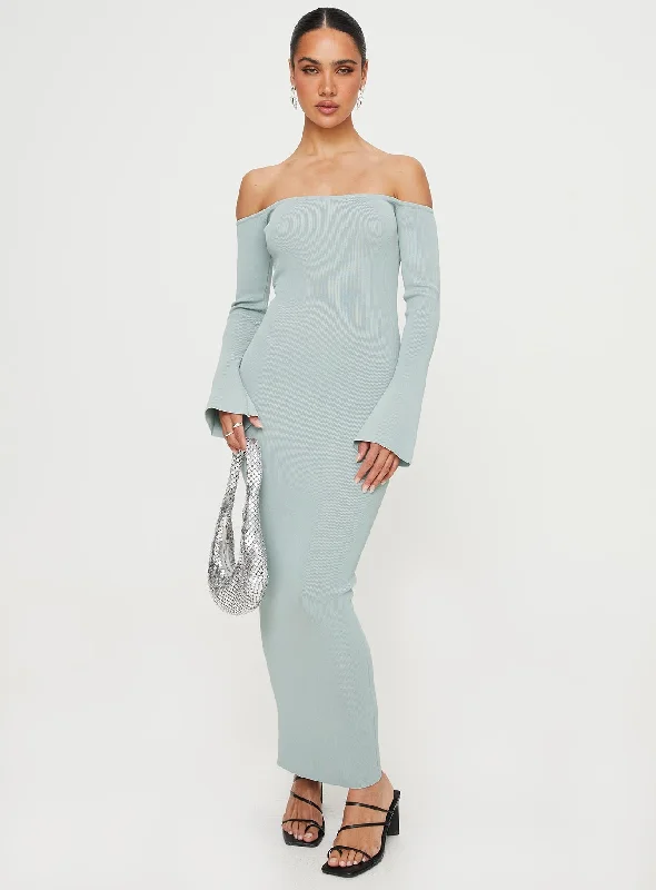 Sleek Style Discounts Discounts on Casual Weekend Styles Parisa Off The Shoulder Maxi Dress Grey Marle