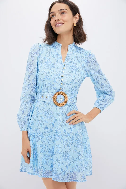 Limited Time Feminine Elegance Baroque Floral Belted Long Sleeve Flare Tunic