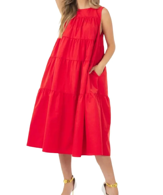 The Latest Trends Statement Piece Sleeveless Poplin Dress In Red