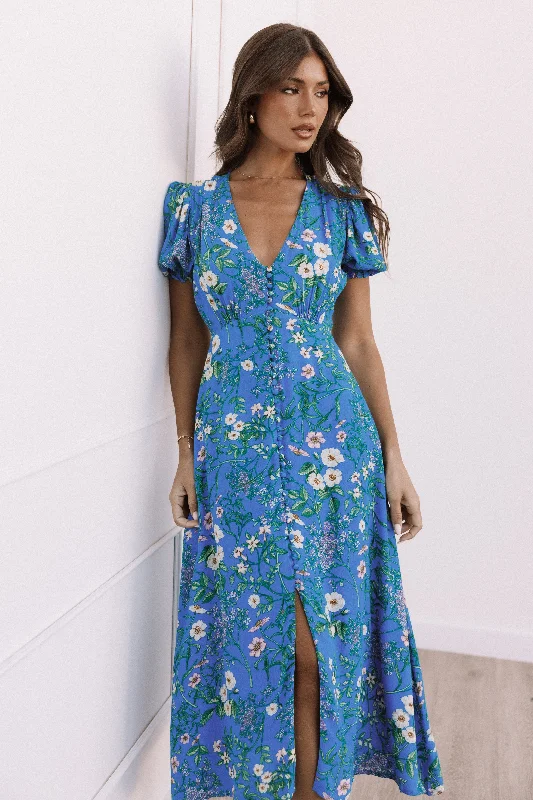 Trendy Threads Chic Urban Fashion Look Brax Floral Dress - Blue Ivy