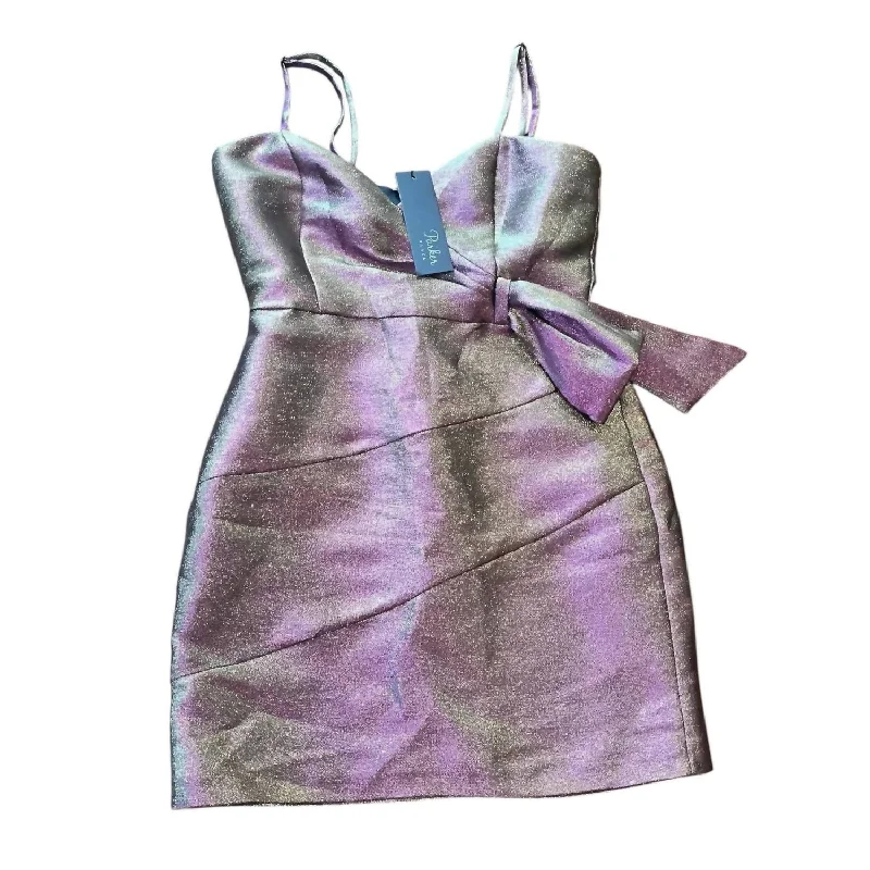 New Styles Just In Grab Romantic Date - Night Styles Now Sleeveless Bow Detail Cocktail Dress In Metallic Fuschia