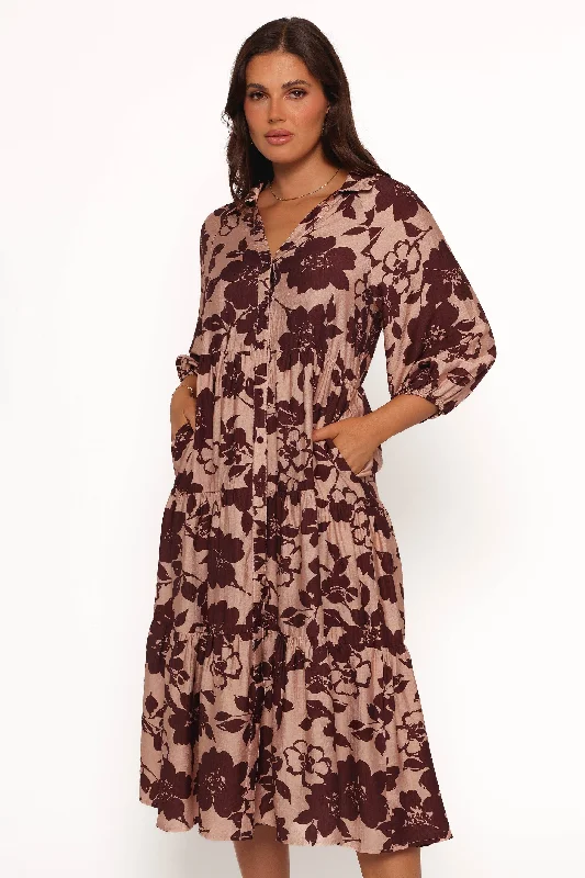 Vibrant Style Promotions Artful Design Isaac Maxi Dress - Brown Floral