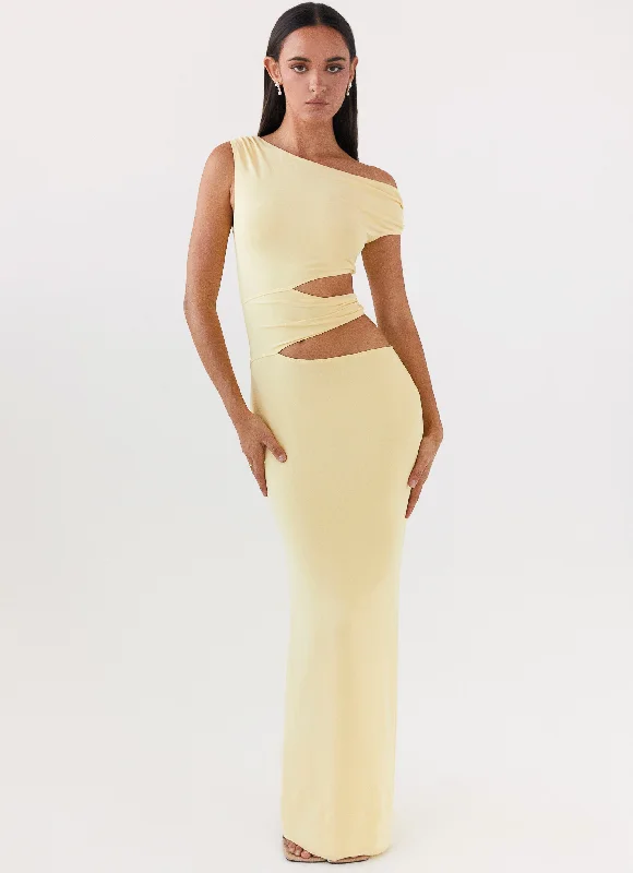 Luxury Fashion Discounts Early Access to Art Deco Styles Sale Margot One Shoulder Maxi Dress - Yellow