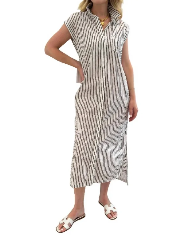 New In This Season Grab Romantic Date - Night Styles Now 80's Poplin Stripe Shirt Dress In Twig