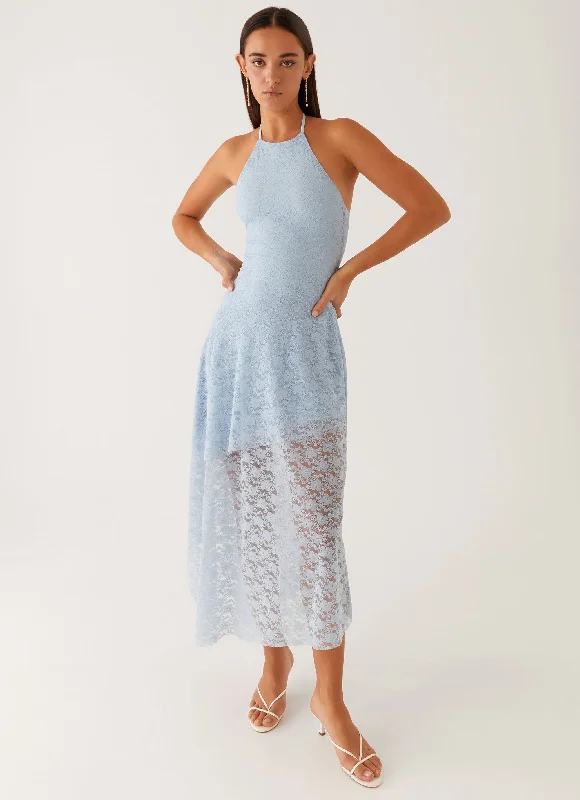 Explore What'S New Lighten Up with Nordic Styles Lyndal Lace Midi Dress - Blue