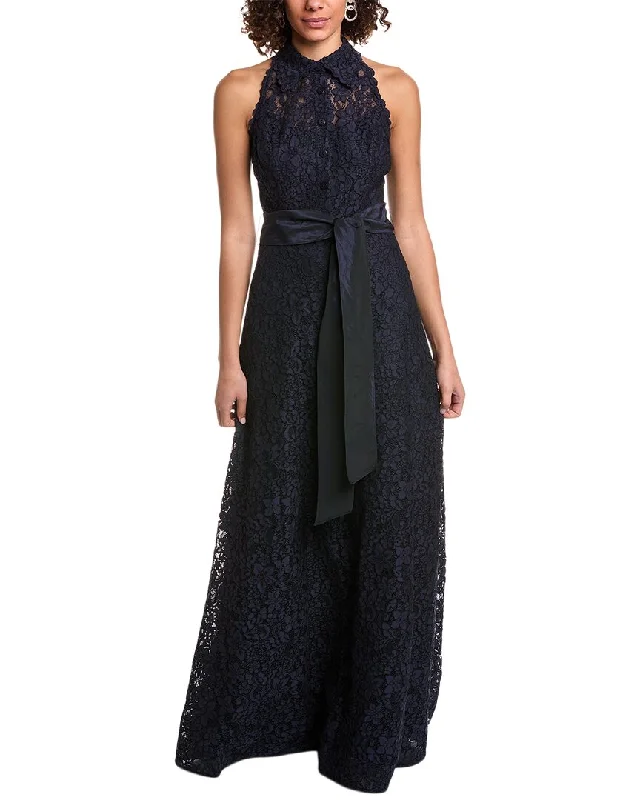 Retro Style Promotions Graceful Drape Teri Jon by Rickie Freeman Lace Gown