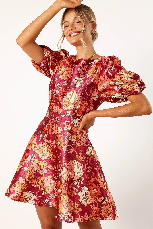 Shop Sales Alluring Design Grea Long Sleeve Mini Dress - Ruby Floral