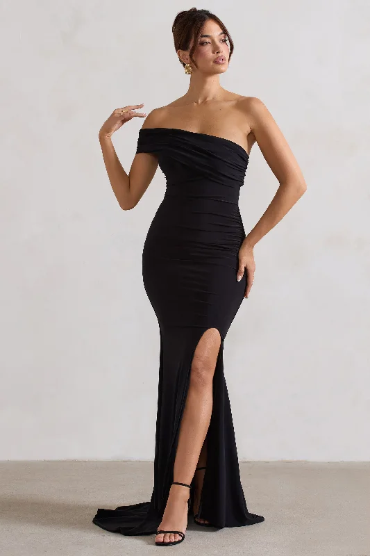 Latest Fashion Celebrate with Big Savings Forever & Always | Black One Shoulder Fishtail Maxi Dress