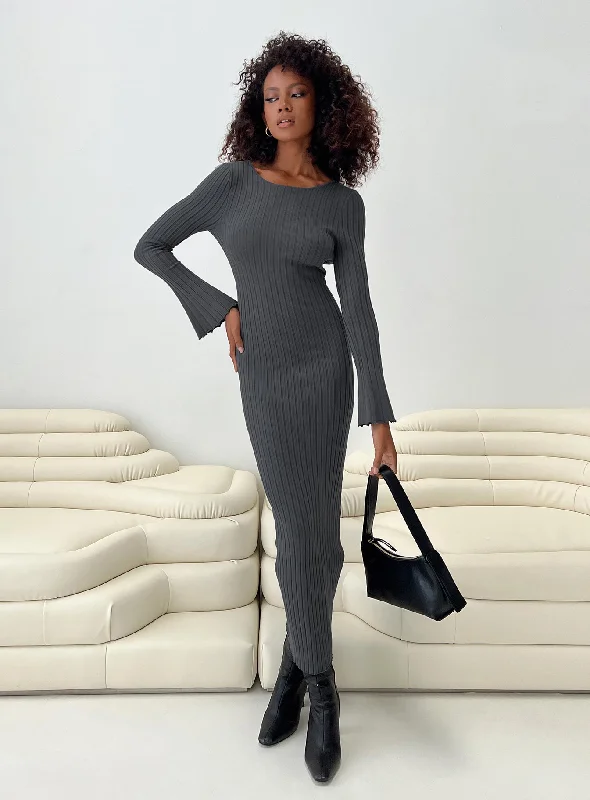 Fall Sale, Prices Drop Discounts on Casual Weekend Styles Heleni Long Sleeve Maxi Dress Grey