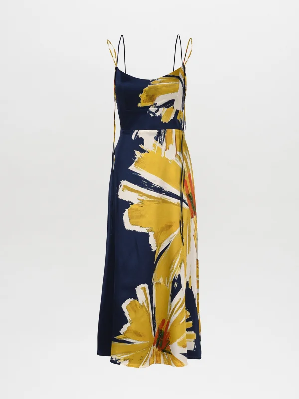 Swimwear Summer Blowout Mid - Week Surprise Lizzo Dress Navy Floral Brushstrokes