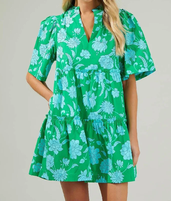 Exclusive Sale Today Only Tomales Split Neck Shift Dress In Waterlilly Floral