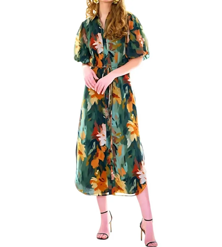 Unleash Your Trendy Side Refined Simplicity Madeline Midi Dress In Autumn Floral