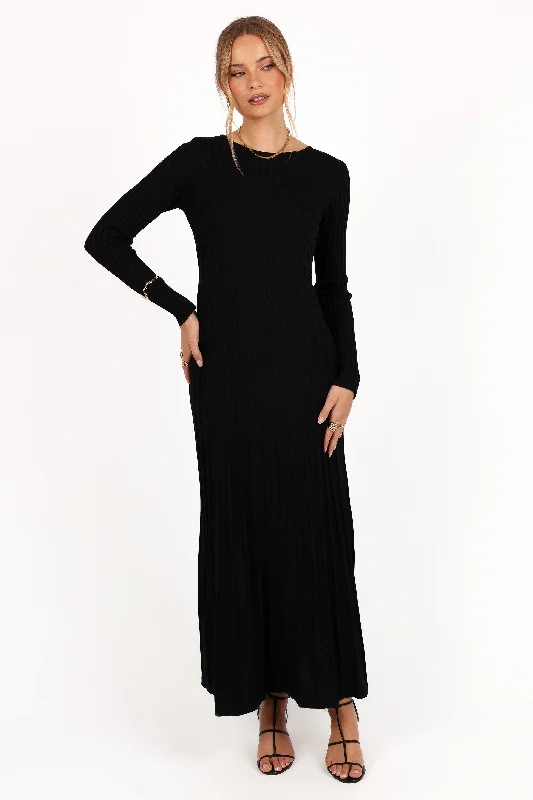 Timeless Elegance Redefined Score Big on Glamorous Red - Carpet Styles Alison Long Sleeve Maxi Dress - Black