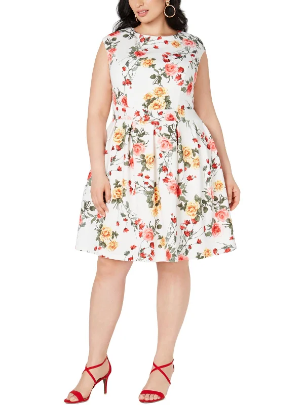 Fashion Frontiers Effortless Comfort Plus Womens Floral Fit & Flare Party Dress