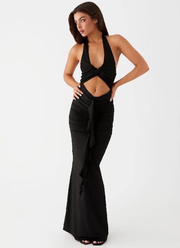 Casual Fashion Grab Romantic Date - Night Styles Now Allanna Frill Maxi Dress - Black