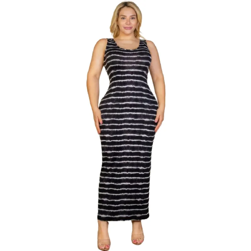 Ends Soon Big Savings on Rustic Countryside Styles Plus Size Tie Dye Printed Tank Bodycon Maxi Dress