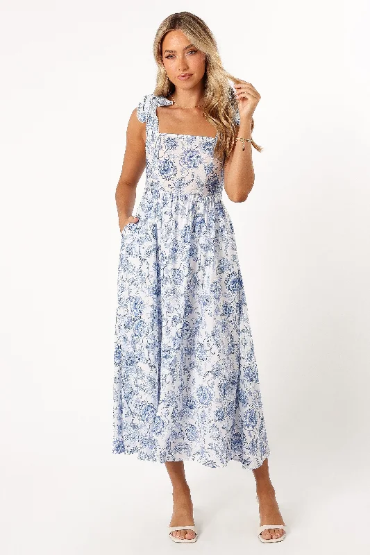 End-Of-Season Clearance Last Chance Sale Janie Midi Dress - Blue Floral