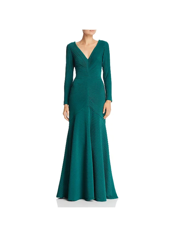 Best Sellers Playful Elegance Womens Pintuck Long Sleeves Evening Dress