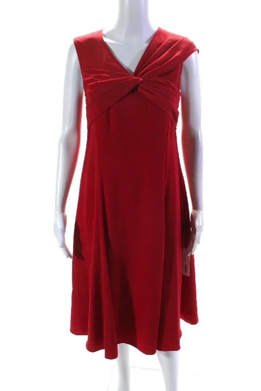 Hot Deals Subtle Sophistication Adeam Womens Francis Sleeveless Drapey Knot A Line Dress Scarlet Red