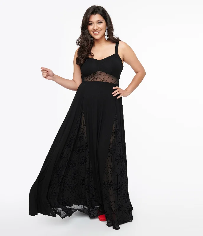 Discover Promotions Polished Finish Black Arachnophobia Maxi Dress