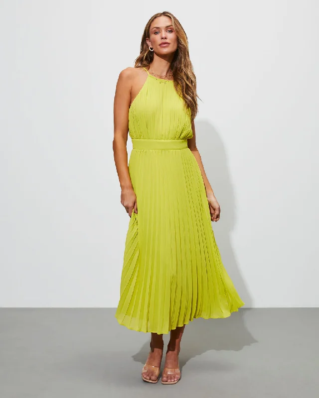 Modish Fashion Discounts Buy More, Save More Liamara Pleated Halter Midi Dress