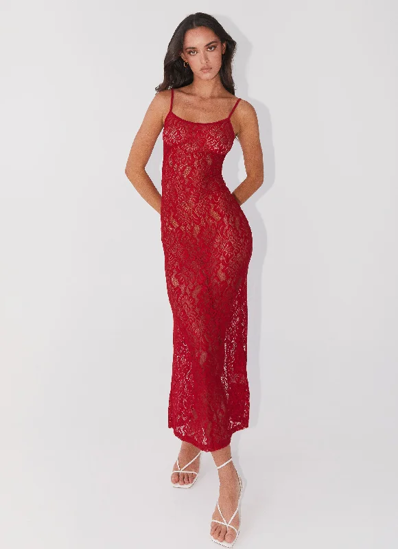 Get The Latest Trends Celebrate with Big Savings Leona Lace Maxi Dress - Red Rose