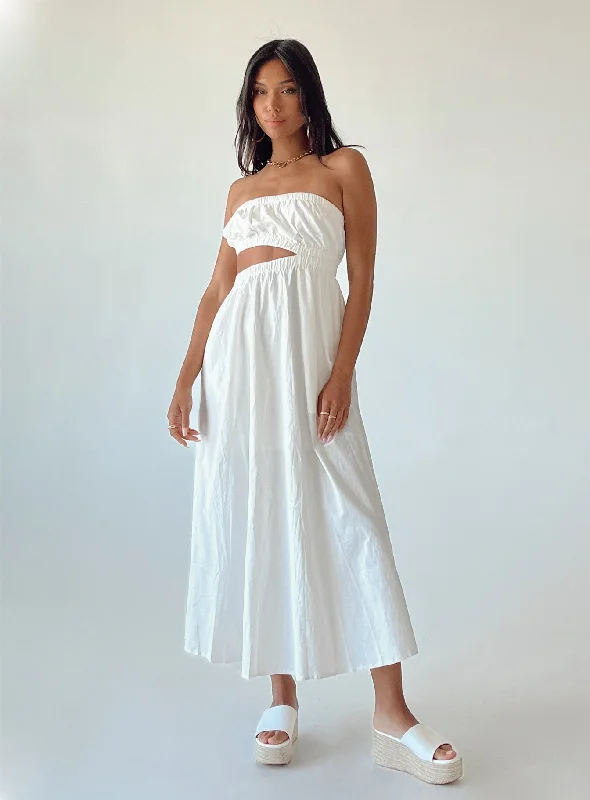 Limited Time Romantic Detailing Raquel Midi Dress White