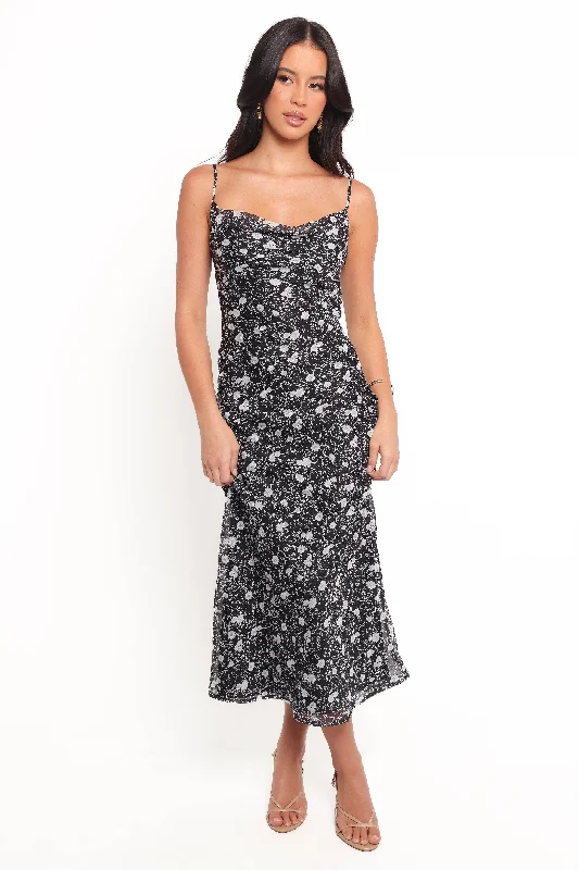 Quick Grab Deals Romantic Detailing Elka Midi Dress - Floral