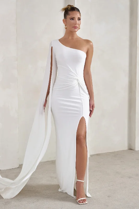 Embrace New Fashion Early Access to Art Deco Styles Sale Romi | White One Shoulder Twist Design Maxi Dress