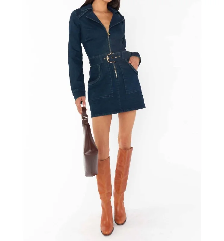 Must Haves Graceful Movement Outlaw Long Sleeve Dress In Thunder