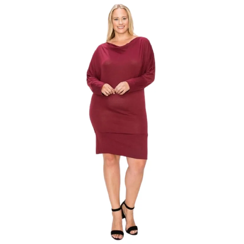 Limited Time Special Offer Statement Piece Draped Neck Long Sleeve Dress