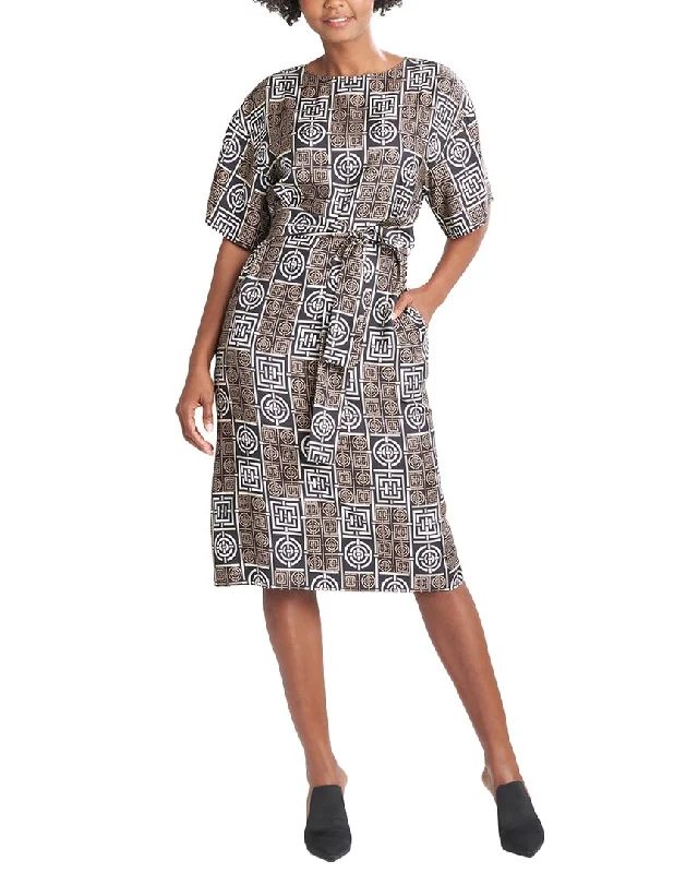 Minimalist Fashion Sale Statement Piece Natori Belted Silk-Blend T-Shirt Dress