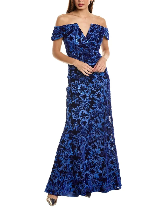 Limited Time Flash Sale Romantic Detailing Tadashi Shoji Printed Gown