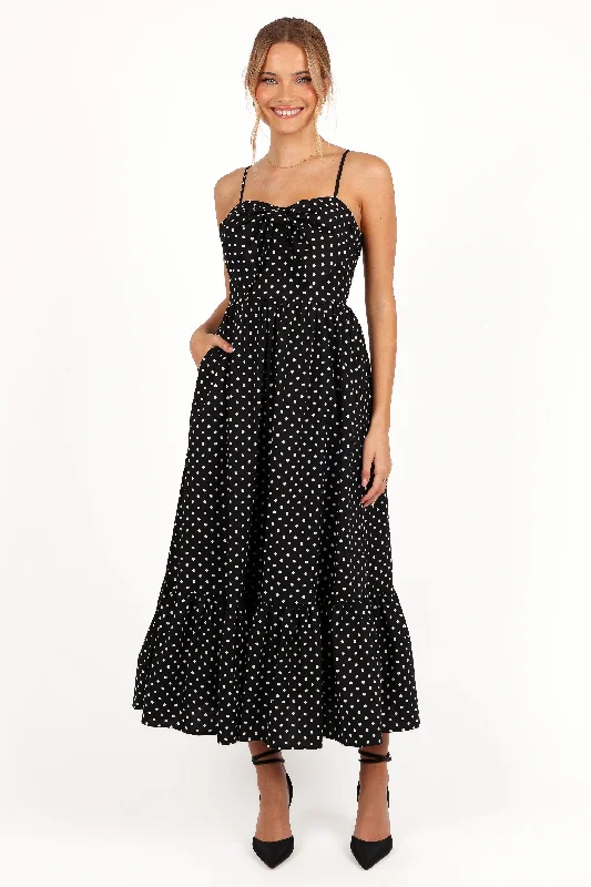 Catch Every Fashion Trend Final Clearance Hailee Maxi Dress - Black Polka Dot