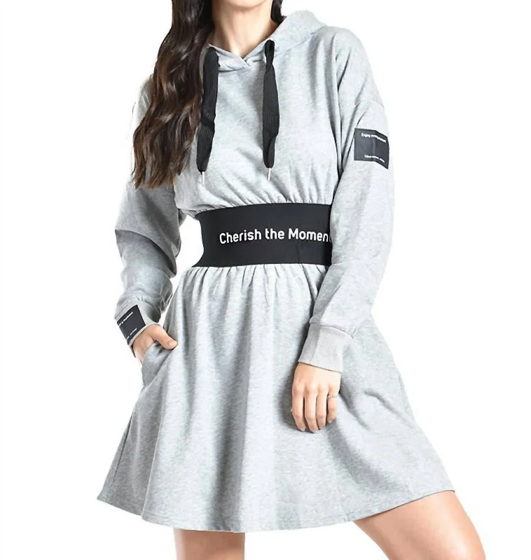 Fashion Sale Weekend Special Cherish The Moment Hooded Sweatshirt Dress In Gray