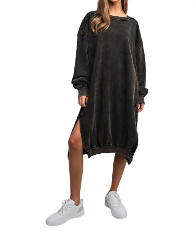 Fashion Forward Femininity Last Chance Sale Bohemian Style Sweatshirt Dress In Black