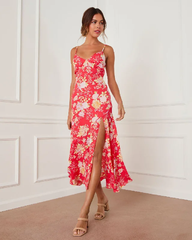 Budget Friendly Contemporary Elegance Blossoming Wildflower Midi Dress