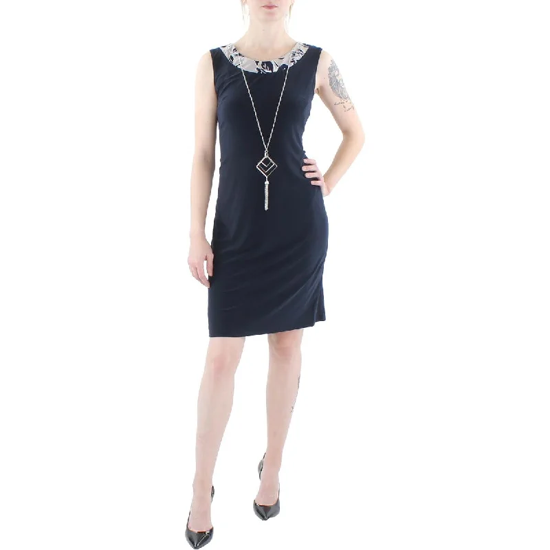 Unleash Your Trend Driven Style Luxe Layering Petites Womens Knit Sleeveless Sheath Dress