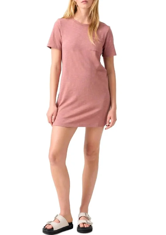 Crazy Discounts, Hurry Up Vintage Retro Party Wear Travelers T-Shirt Dress In Ash Rose