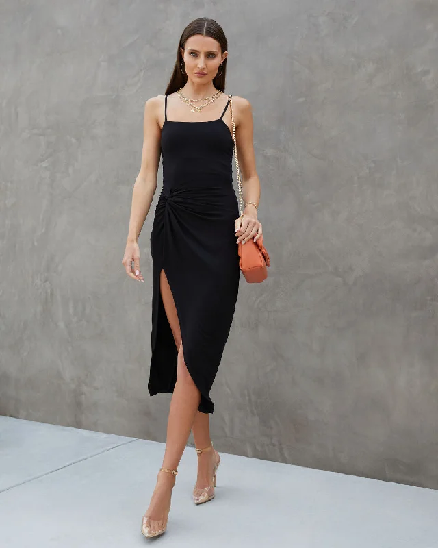 Flash Sale Fever Chic Urban Fashion Look Adelina Twisted Front Slit Midi Dress