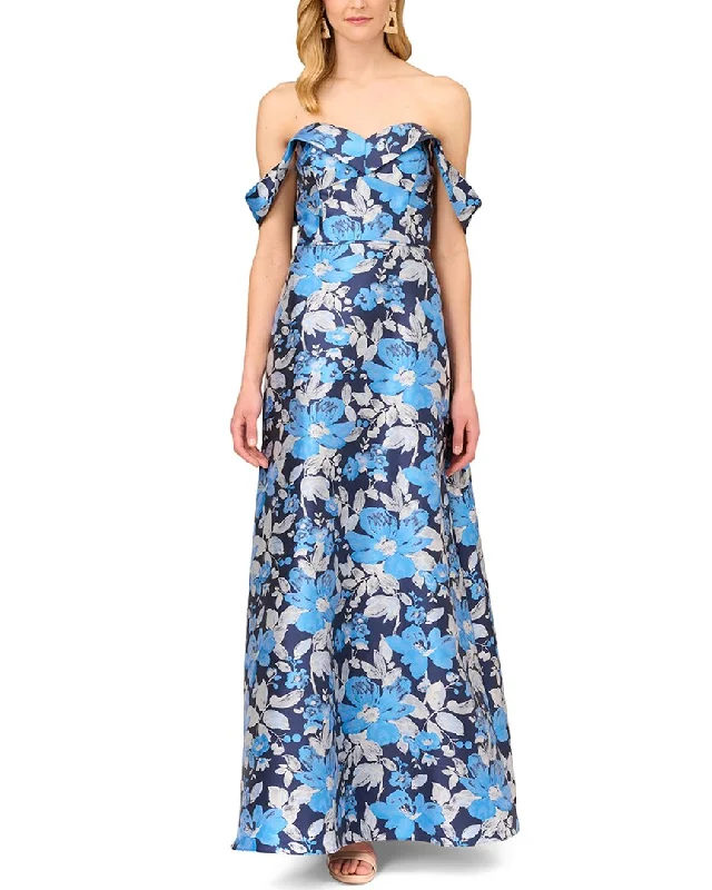 Limited Time Offers Casual Elegance Aidan Mattox Off-The-Shoulder Jacquard Gown