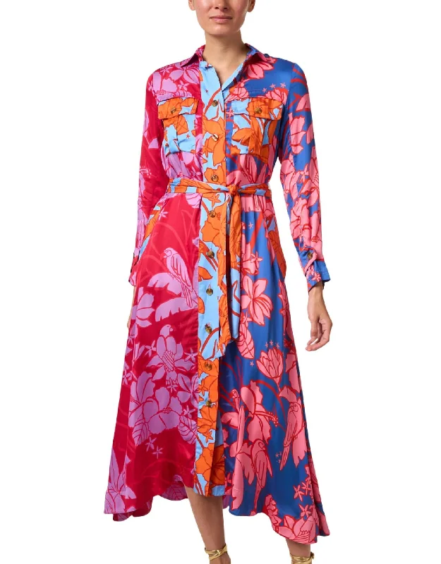 Fashion Forward, Function First Classic Charm Tie-Waist Shirt Dress In Multi Floral Print