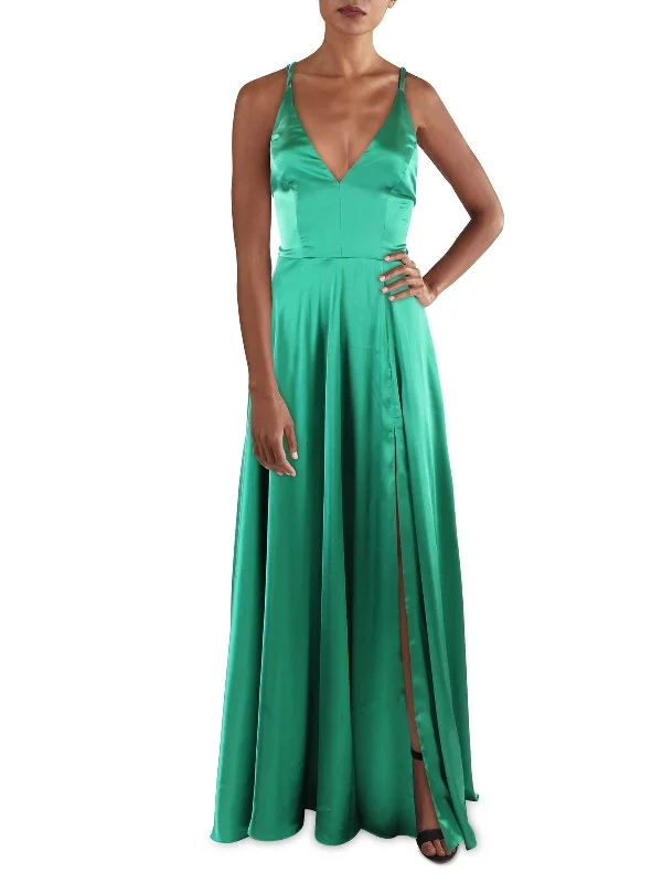 Luxury Fashion Discounts Last Chance Sale Womens Satin V-Neck Evening Dress