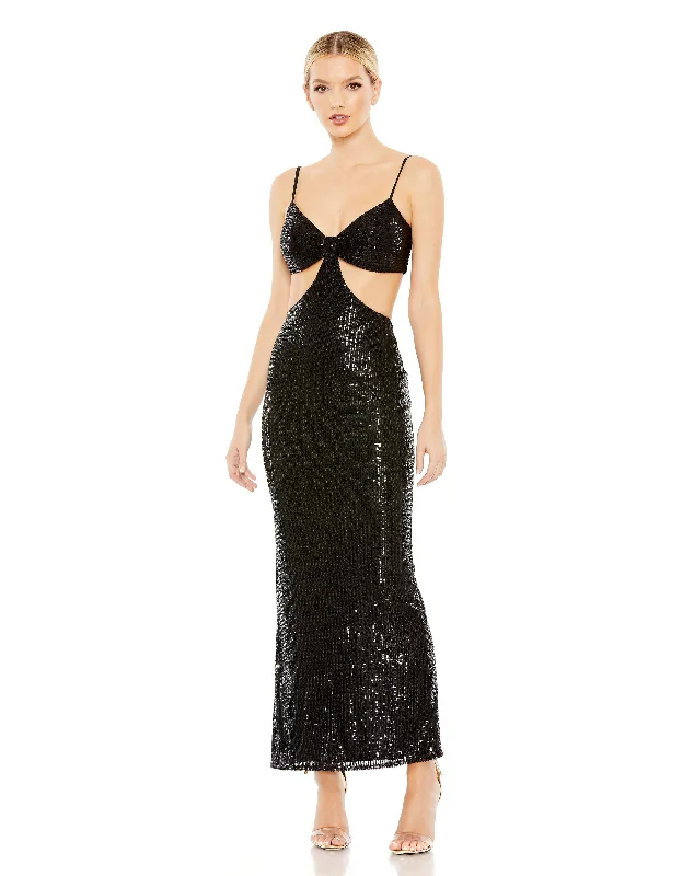 Trendy Looks On Sale Mother's Day Special Sequined Spaghetti Strap Cut Out Gown